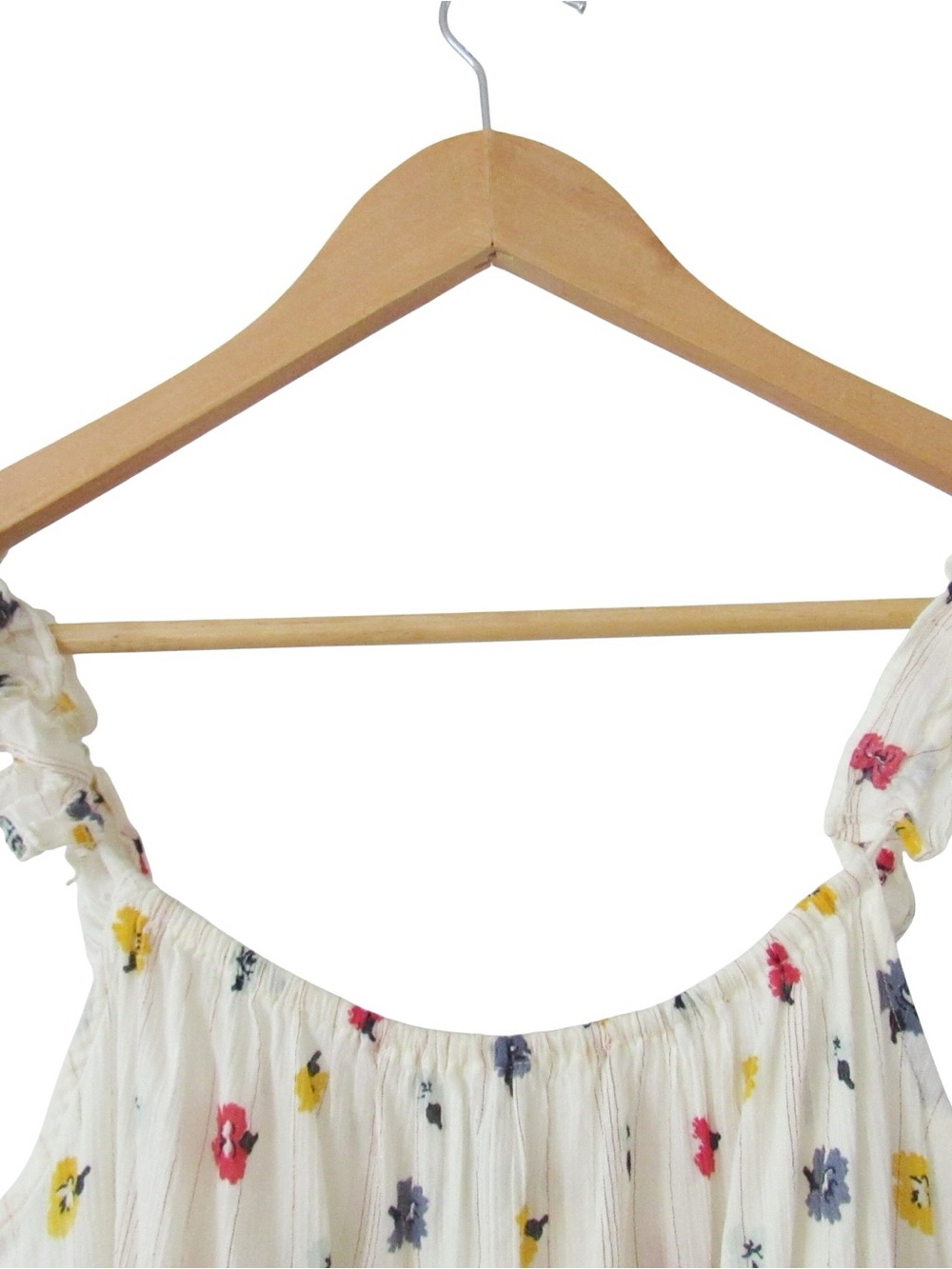 Madewell Ruffle Strap Cami Top 6 Metallic Striped Confetti Floral Cream Cotton - Picture 3 of 8